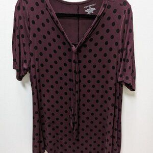 Lane Bryant Burgundy/Black Spotted Blouse